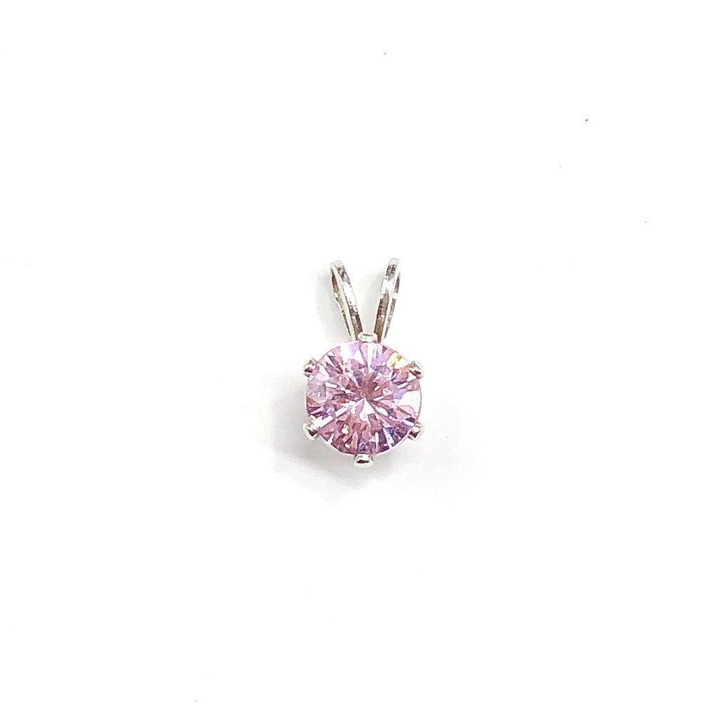 Vintage Jewelry - 90s Pink Cz Sterling Silver Stone Pendant